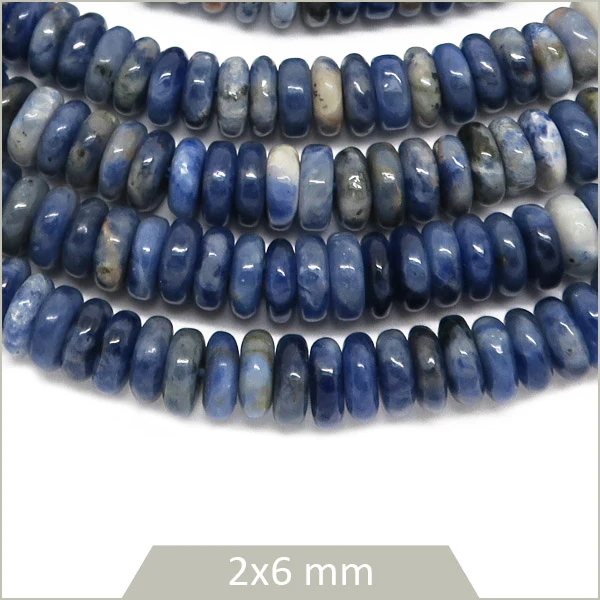 Env. 160 perles soucoupes en Sodalite, 6x2 mm