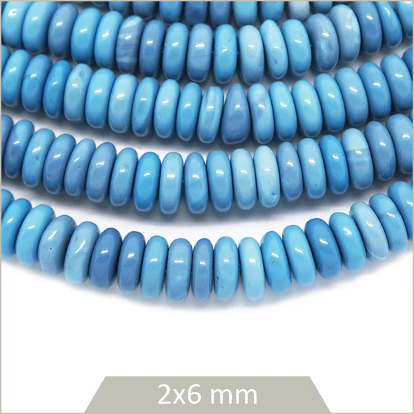 Env. 160 perles soucoupes en Jade turquoise, 6x2 mm