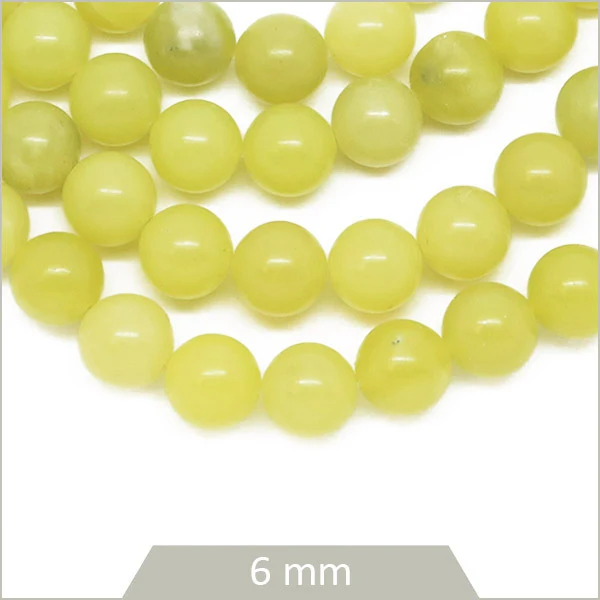 Env. 60 perles rondes en Jade citron, 6 mm