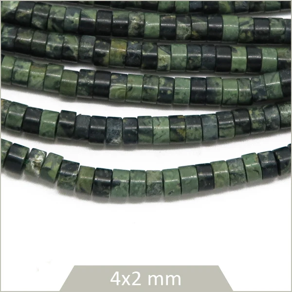 Env. 160 perles heishi en Jade Kambaba, 4 mm