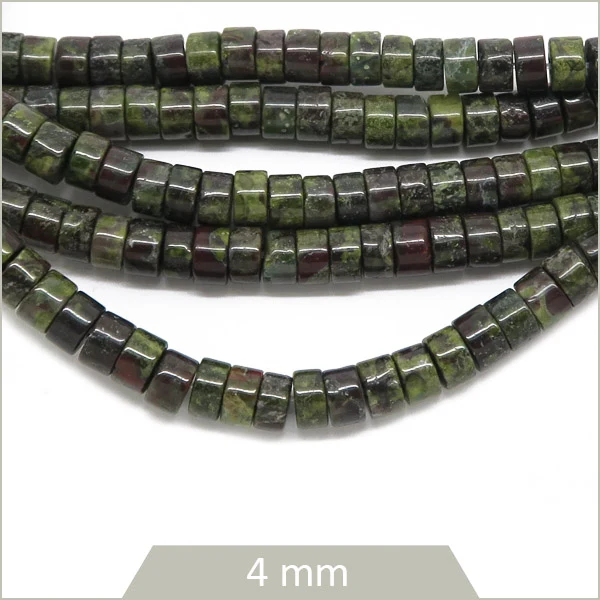 Env. 150 perles heishi en Jaspe sang du dragon