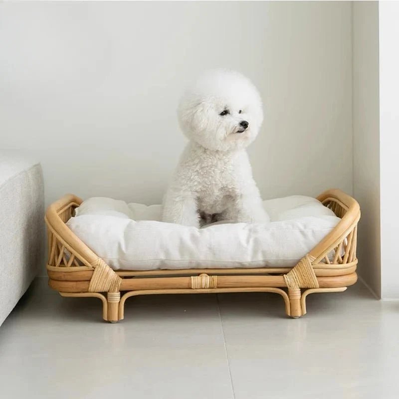 Panier pour chien en rotin