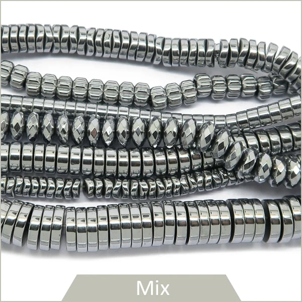 20 g de MIX de perles rondelles en hématite argenté