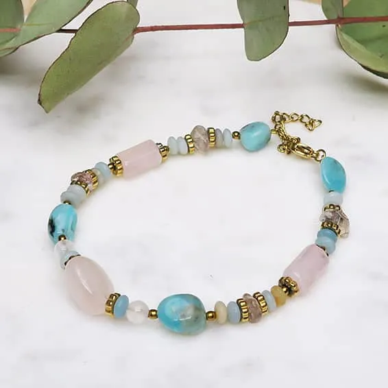 40 cm de perles galets en Quartz rose calibre 8 mm
