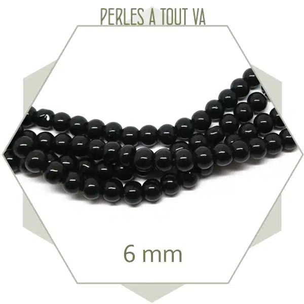 Env. 49 perles de verre rondes 6 mm noires
