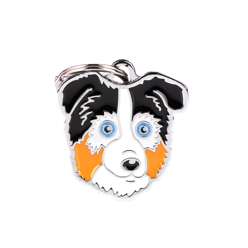 Médaille personnalisée - Berger Australien Bleu Merle - 30x32mm