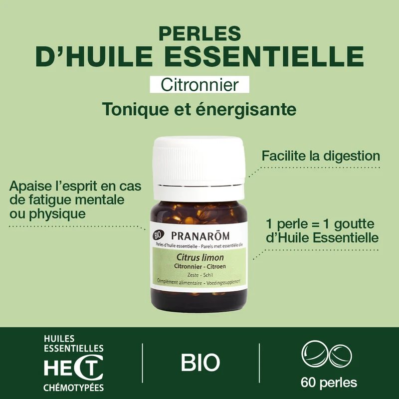 Perles d'Huile Essentielle de citronnier - Bio