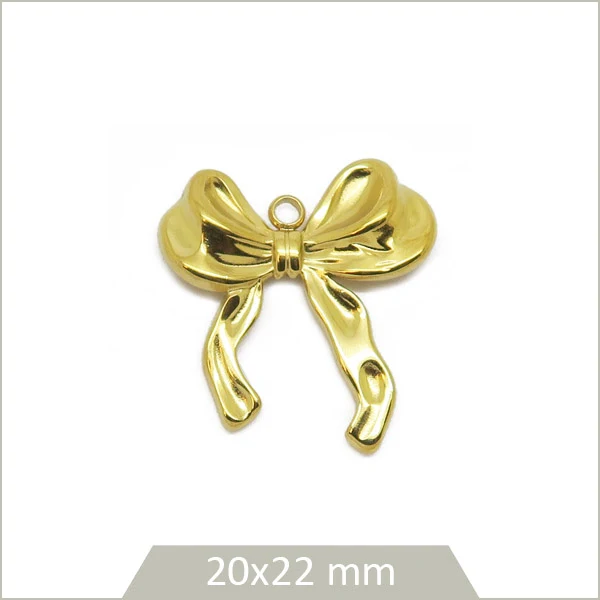 1 breloque noeud en acier inoxydable 304 doré