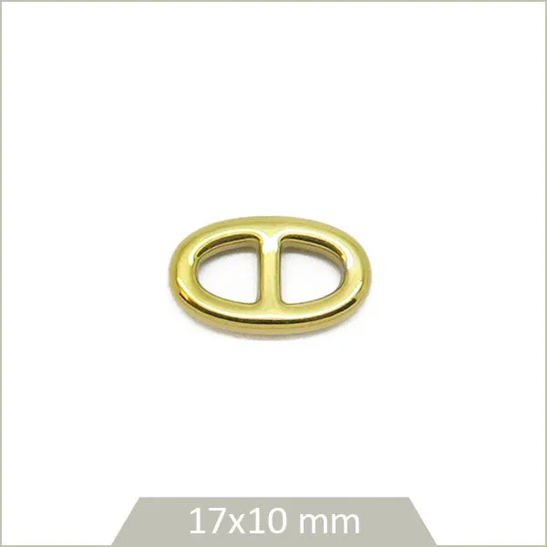 1 connecteur maille marine en acier inoxydable 304 doré, 17x10 mm