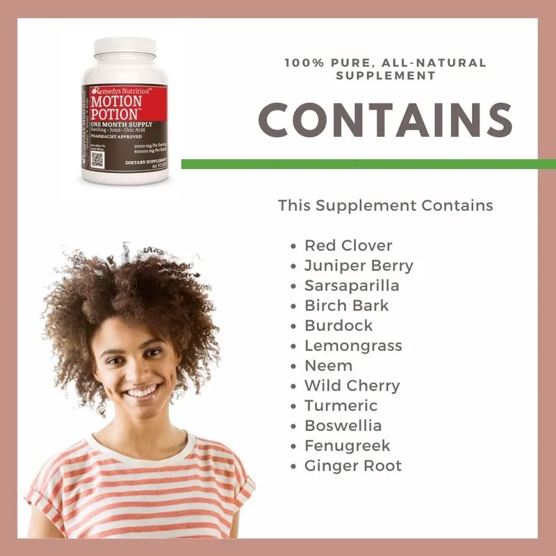 Motion Potion™ Vitamines anti-inflammatoires à base de plantes pour la goutte 1000 60 mg, XNUMX capsules végétaliennes