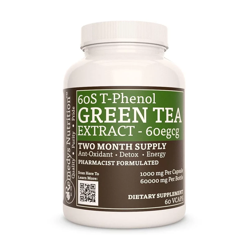 Extrait de thé vert 1000 mg, 60 capsules végétaliennes