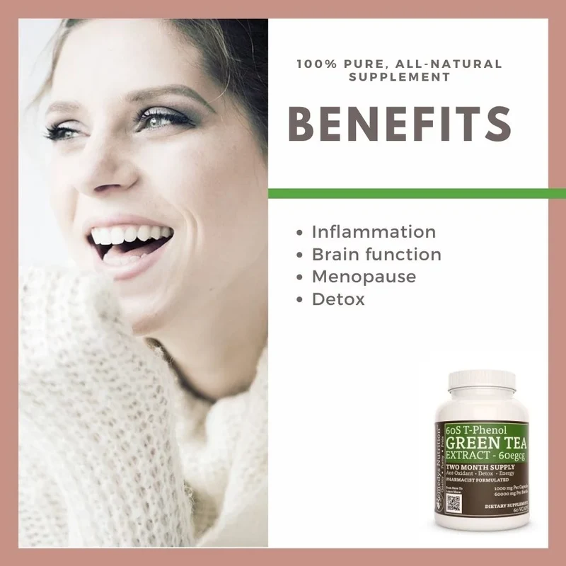 Extrait de thé vert 1000 mg, 60 capsules végétaliennes
