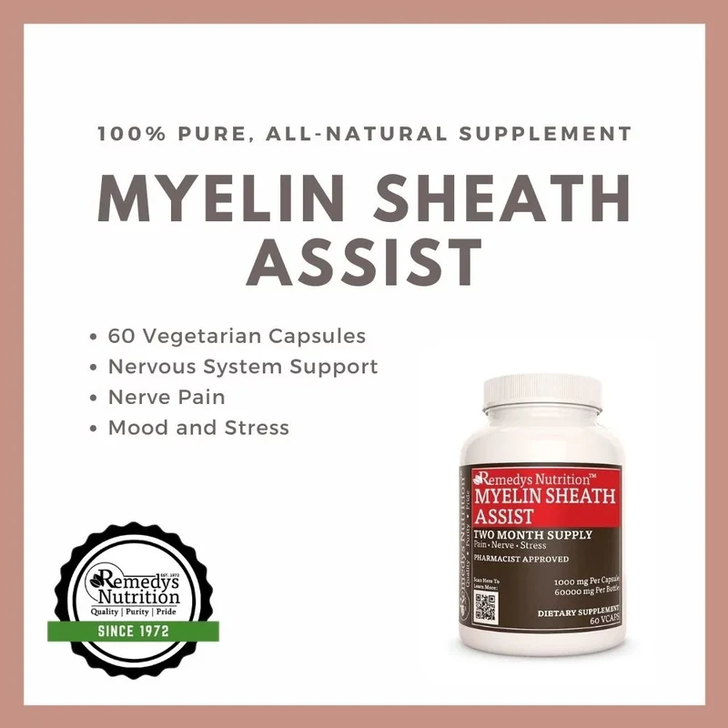 Vitamines Myelin Sheath Assist™ pour les nerfs 1000 60 mg, XNUMX capsules végétaliennes