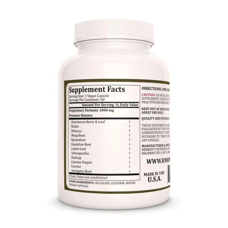 Vitamines Pressure Balance™ pour la tension artérielle 1000 60 mg, XNUMX capsules végétaliennes