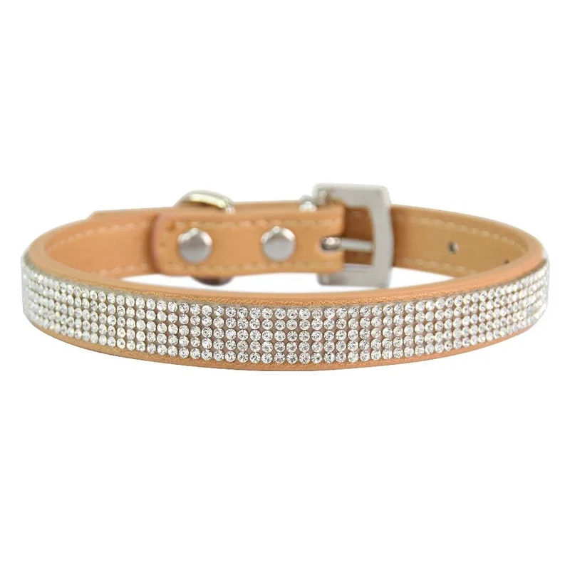 Collier chien cuir beige