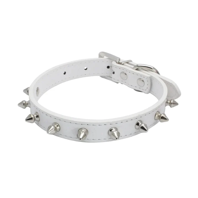 Collier chien cuir blanc
