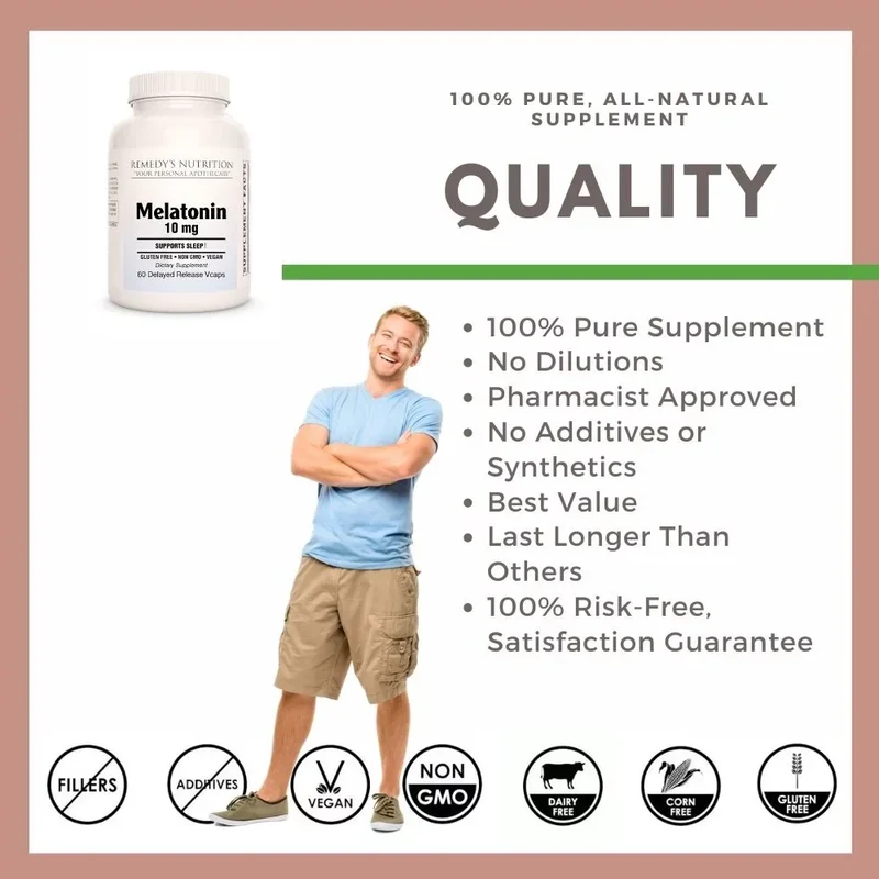 Complément de mélatonine : comprimés végétaliens de 3 mg, 5 mg et 10 mg