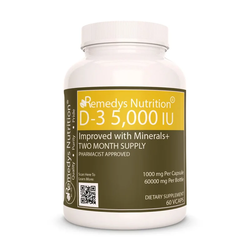 Vitamine D-3 avec mélange exclusif - 5000 UI, 60 capsules végétaliennes