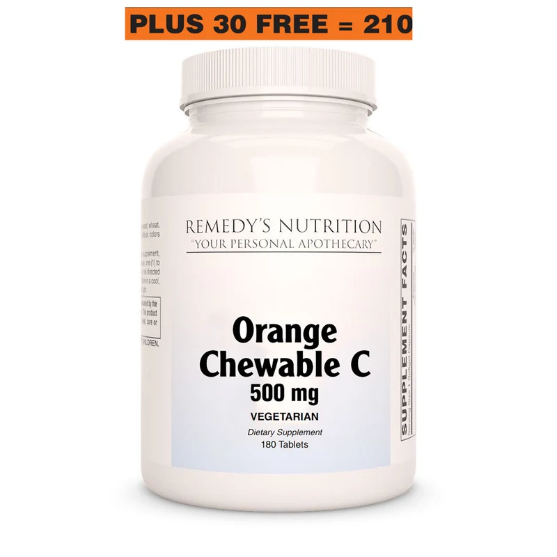 Vitamine C à croquer à l'orange 500 mg, 180 comprimés