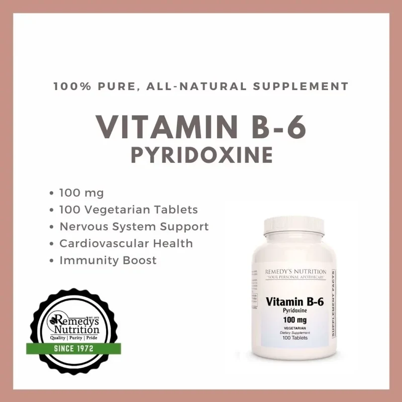 Vitamine B-6 (pyridoxine) | 100 mg, 100 comprimés