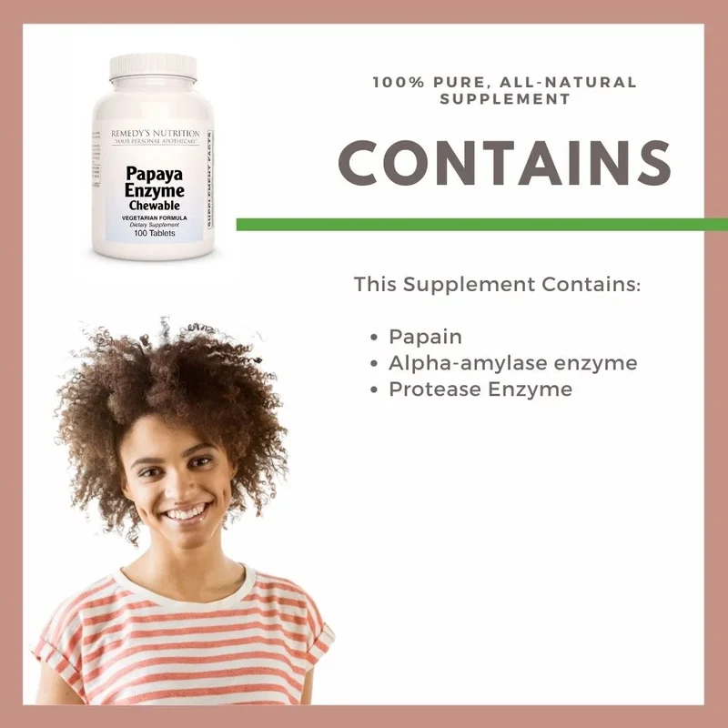 Complément alimentaire à croquer à base d'enzymes de papaye, 100 comprimés