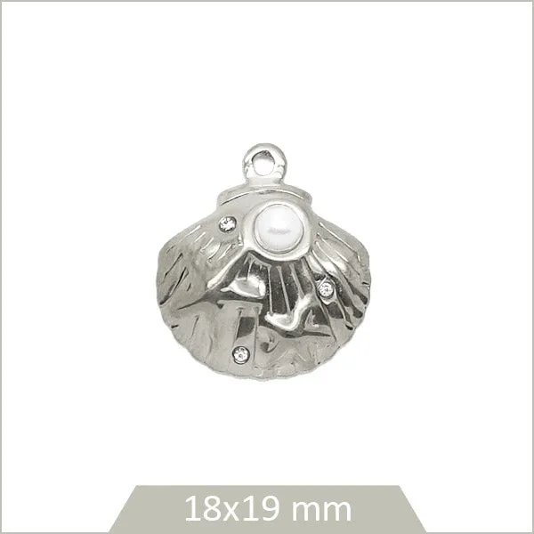 1 breloque coquille perlée en acier inoxydable 304