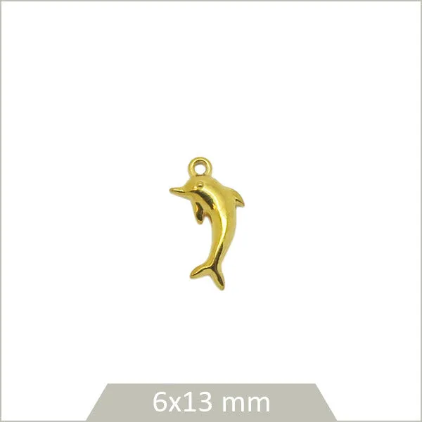 1 breloque dauphin acier inoxydable 304 doré