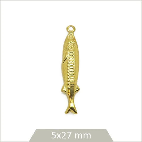 1 breloque poisson acier inoxydable 304 doré
