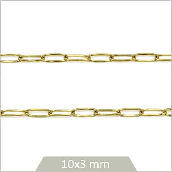 1 m de chaîne trombone ovale en acier inoxydable doré