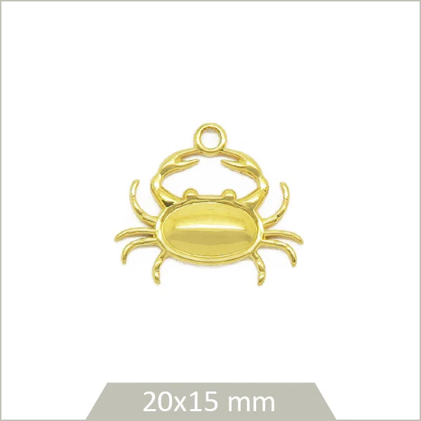 1 breloque crabe en acier inoxydable 304 doré