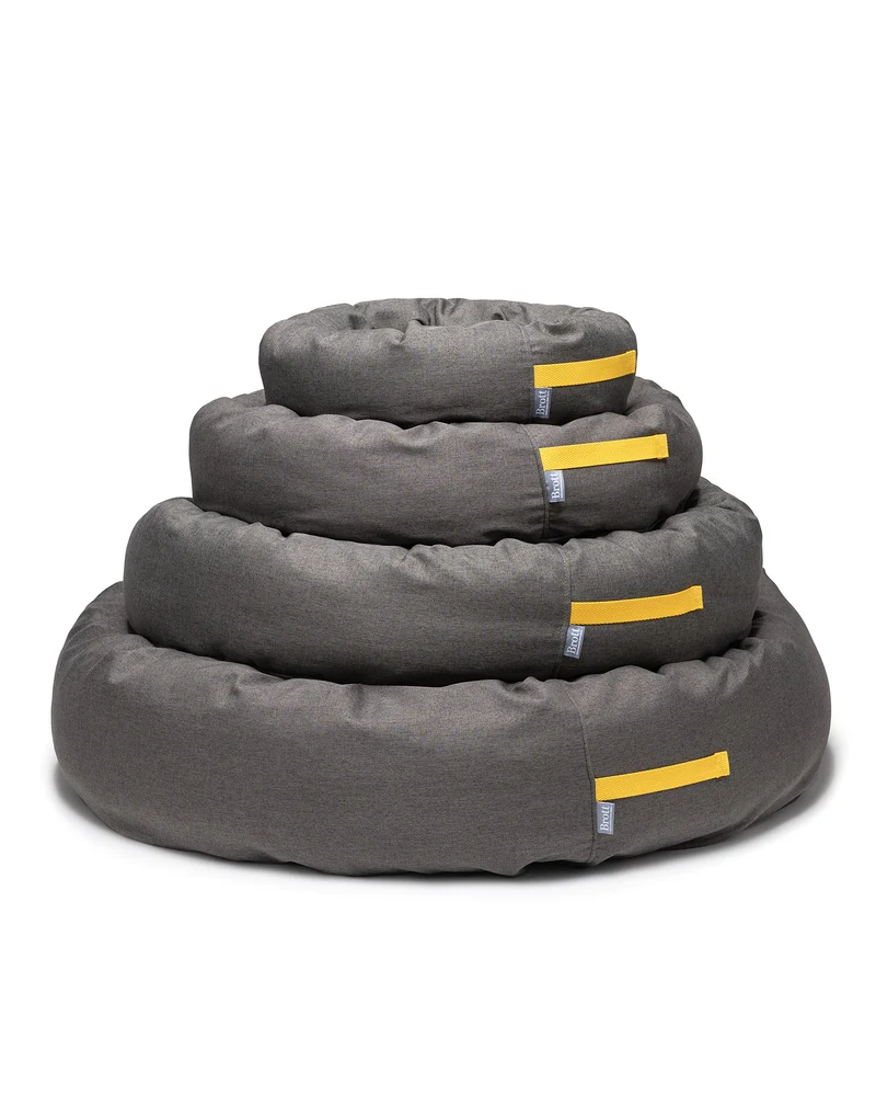 Cama redonda para perro gris oscuro