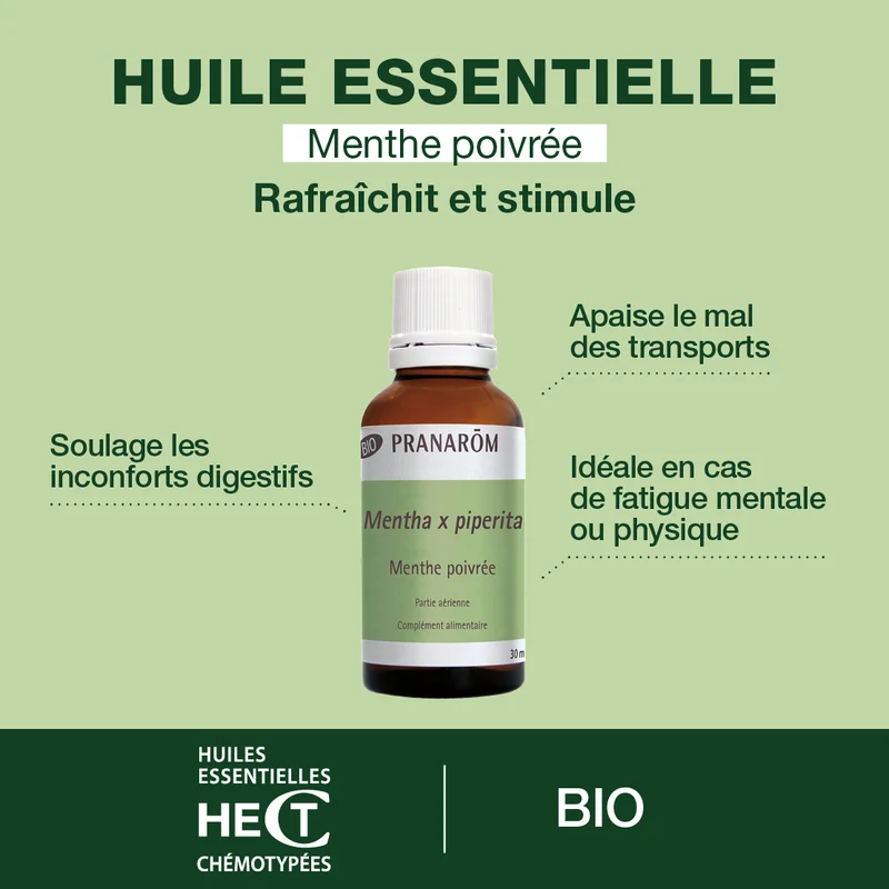 Huile Essentielle de Menthe poivrée - grand format - Bio