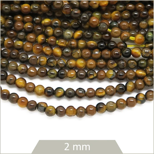 Env. 185 perles rondes Œil de tigre, 2 mm