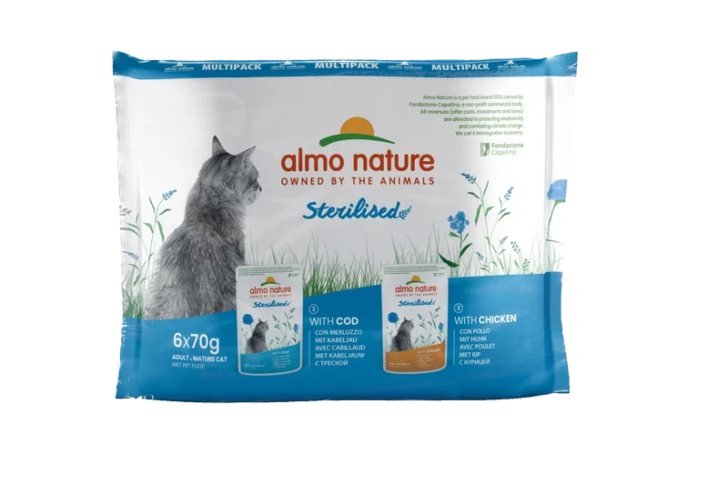 Pâtée pour chat stérilisé - Cabillaud et Poulet - Almo Nature 6x70g