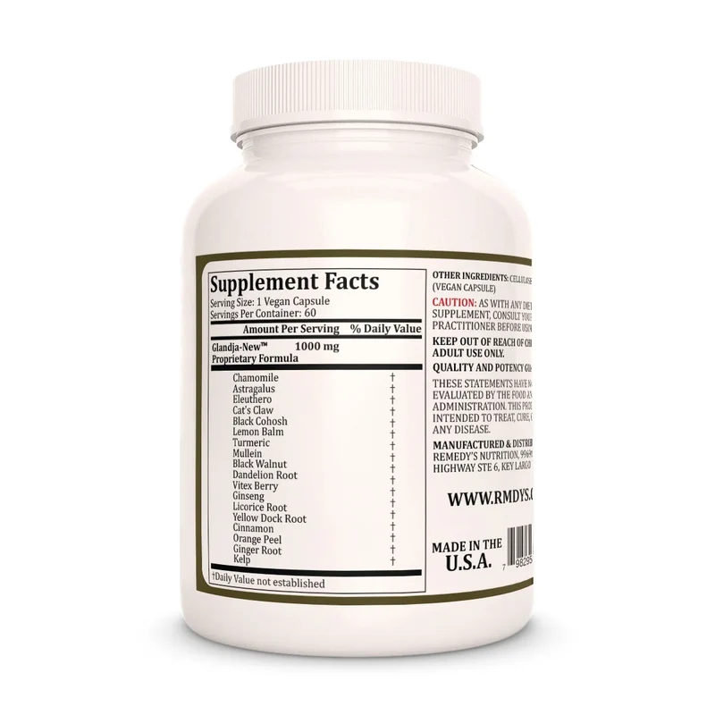 Vitamines pour glandes GlandJa-New™ 1000 60 mg, XNUMX capsules végétaliennes