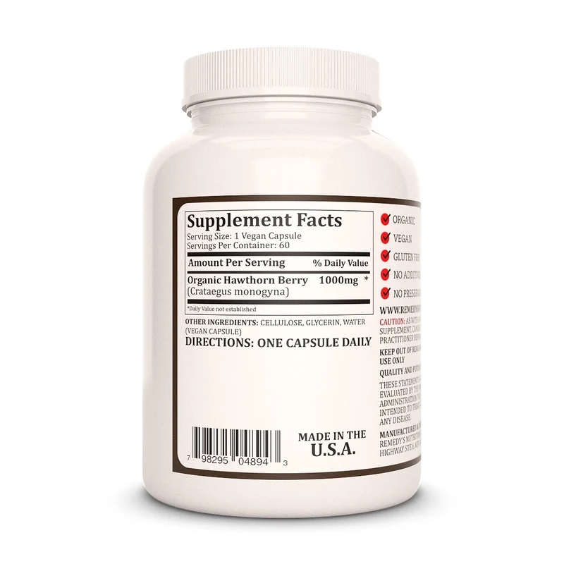 Baies d'aubépine 1000 mg, 60 capsules végétaliennes