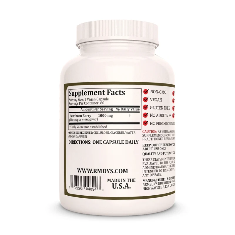 Baies d'aubépine 1000 mg, 60 capsules végétaliennes