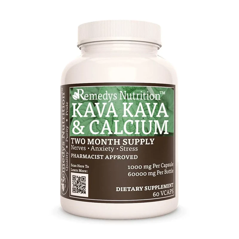 Kava Kava et Calcium 1000 mg, 60 capsules végétaliennes
