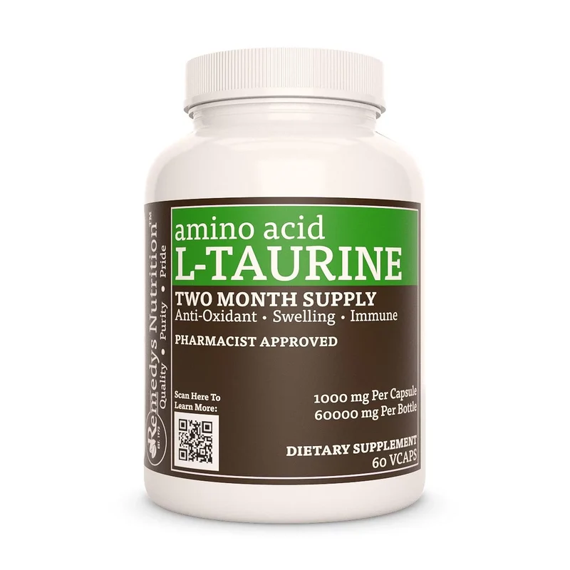 Acide aminé L-Taurine 1000 mg, 60 capsules végétaliennes