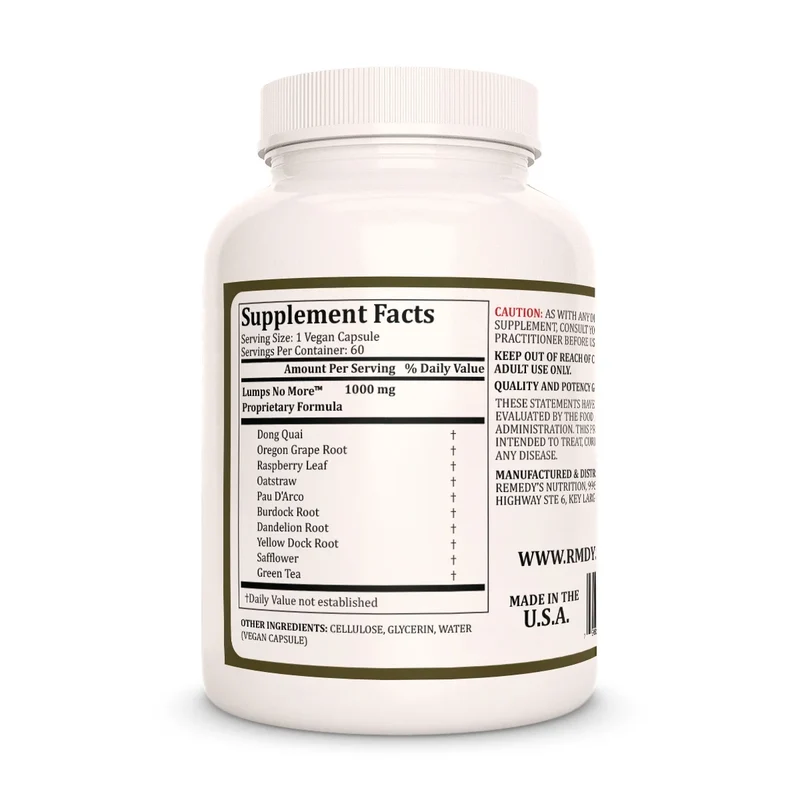 Vitamines Lumps No More™ pour la fibrosclérose mammaire 1000 60 mg, XNUMX capsules végétaliennes