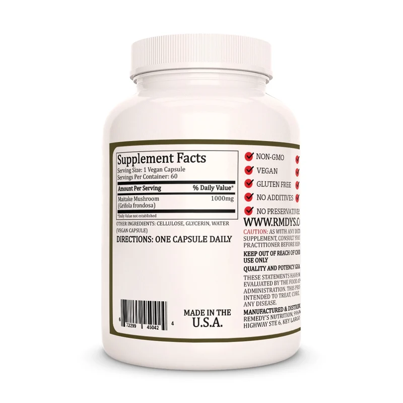 Champignon Maitake 1000 mg, 60 capsules végétaliennes