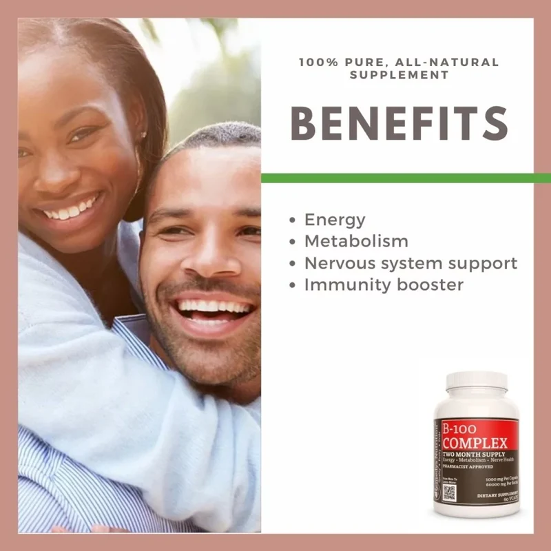 Complexe de vitamine B-100 1000 mg, 60 capsules végétaliennes