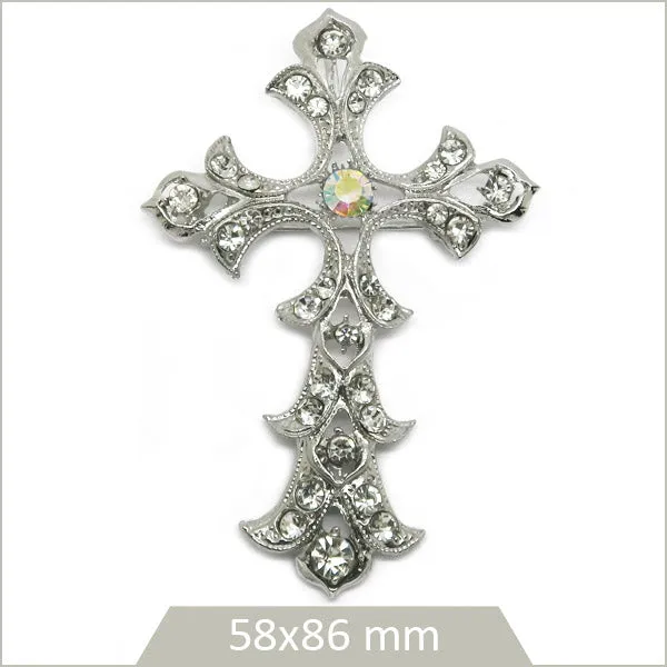 1 grande broche croix alliage platine