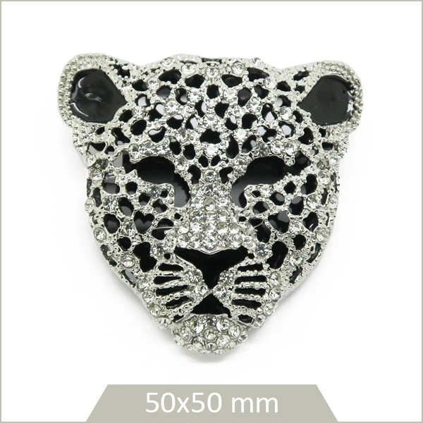 1 broche tête de léopard dentelée alliage argenté