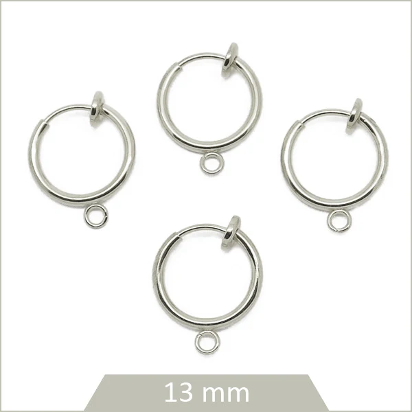 4 clips de boucles d'oreilles à ressort, style créoles en acier inoxydable 13mm