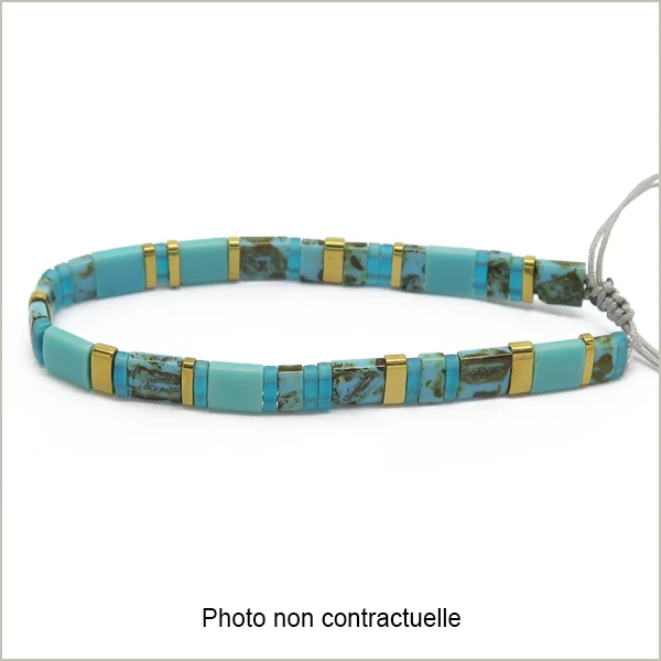 6 g de mix de perles Tila turquoise et OR