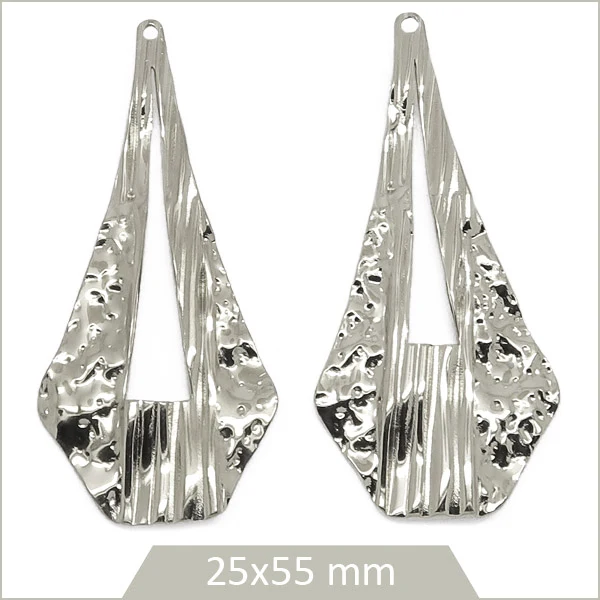 2 grandes breloques goutte style Art déco en acier inoxydable