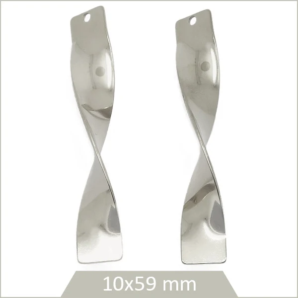 2 grandes breloques torsadées en acier inoxydable