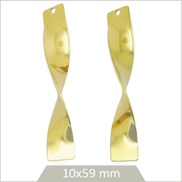 2 grandes breloques torsadées en acier inoxydable doré