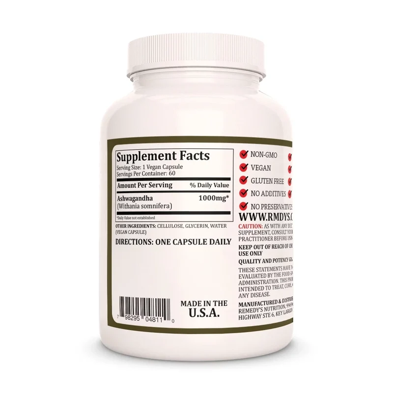 Ashwagandha 1000 mg, 60 gélules végétaliennes